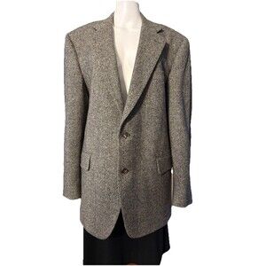 Jos. A Bank Blazer Brown 100% Wool Tweed Herringbone Jacket Academia SZ 44L?